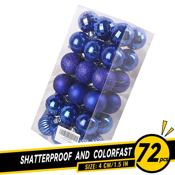 Twfbrm 72Pcs Christmas Ball Ornaments Set 40mm/1.57in Christmas Xmas Tree Bauble Hanging Home Party Ornament Decor Christmas Tree Decorations Set