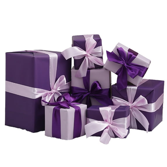 Twfbrm 7PCS Christmas Gift Boxes , Xmas Nested Box Set, Square Stackable, Christmas Tree Paper Gifts Box Tower Décor with Satin Ribbon, for Christmas Holiday Thanksgiving New Year
