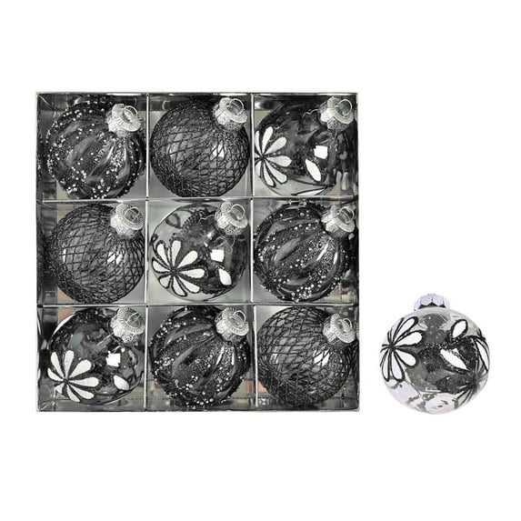 Twfbrm 9 PCS Clear Champagne Christmas Ball Ornaments,80mm/3.15 Inches Glitter Sequin Balls Christmas Decorations,Large Shatterproof Luxury Hand-Painted Xmas Ornaments for Christmas Tree,Wedding