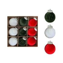 Twfbrm 9 Pcs Velvet Christmas Ball Ornaments for Xmas Tree, 3.15" Shatterproof Flocked Neutral Decorative Balls with Loop, Christmas Tree Hanging Baubles Christmas Decorations for Holiday Party