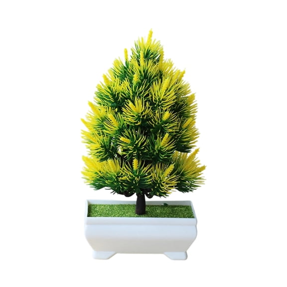 Twfbrm Artificial Bonsai Tree, 8 inch Realistic Plastic Potted Plants with White Pots, UV-Resistant Faux Pine Tree Plant Zen Garden Decorative Greenery Tabletop Decorations for Home Office Shelf