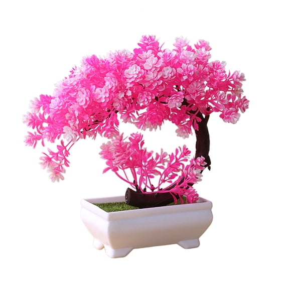 Twfbrm Artificial Bonsai Tree, 8 inch Realistic Plastic Potted Plants with White Pots, UV-Resistant Small Faux Plant Zen Garden Decorative Greenery Tabletop Decorations for Home Office Shelf