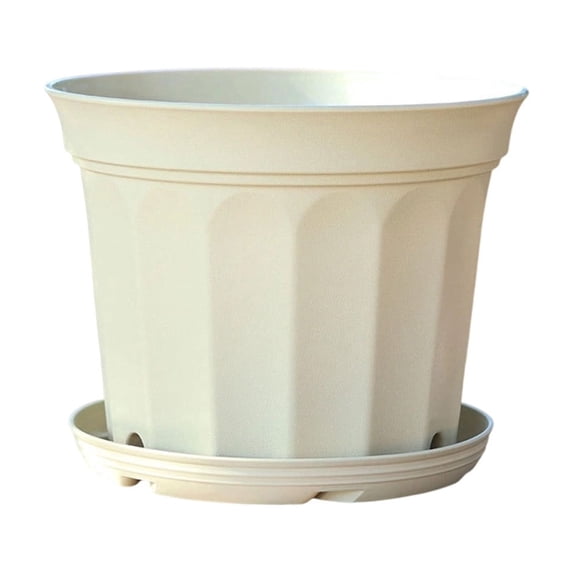 Twfbrm Plastic Planter Pots, 7x9 Inch Modern Sturdy Flower Pots with Drainage Holes and Saucers, Thickened Nursery Pots Home Decor for Garden, Patio, Office, Desk