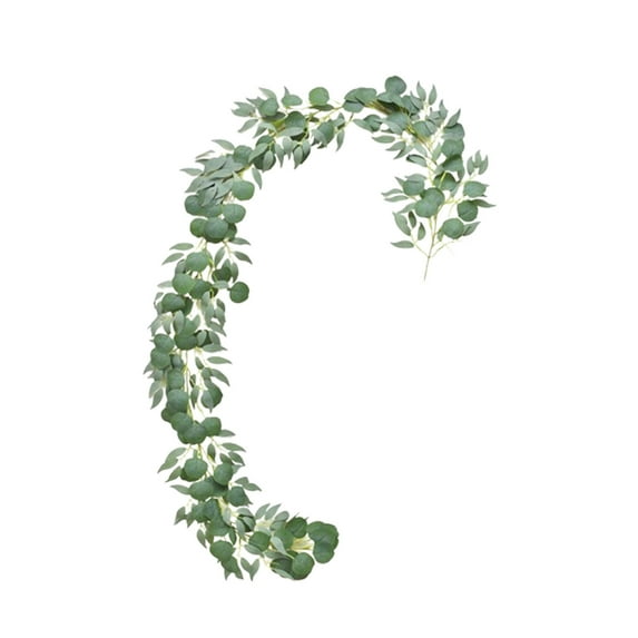 Twfbrm Artificial Eucalyptus Garland, 6.6 FT Realistic Silk Green Leaves Vine Foliage Garland, UV Resistant Faux Ivy Vine Hanging Plants Greenery Garland Spring Decor for Mantle Wedding Party Garden