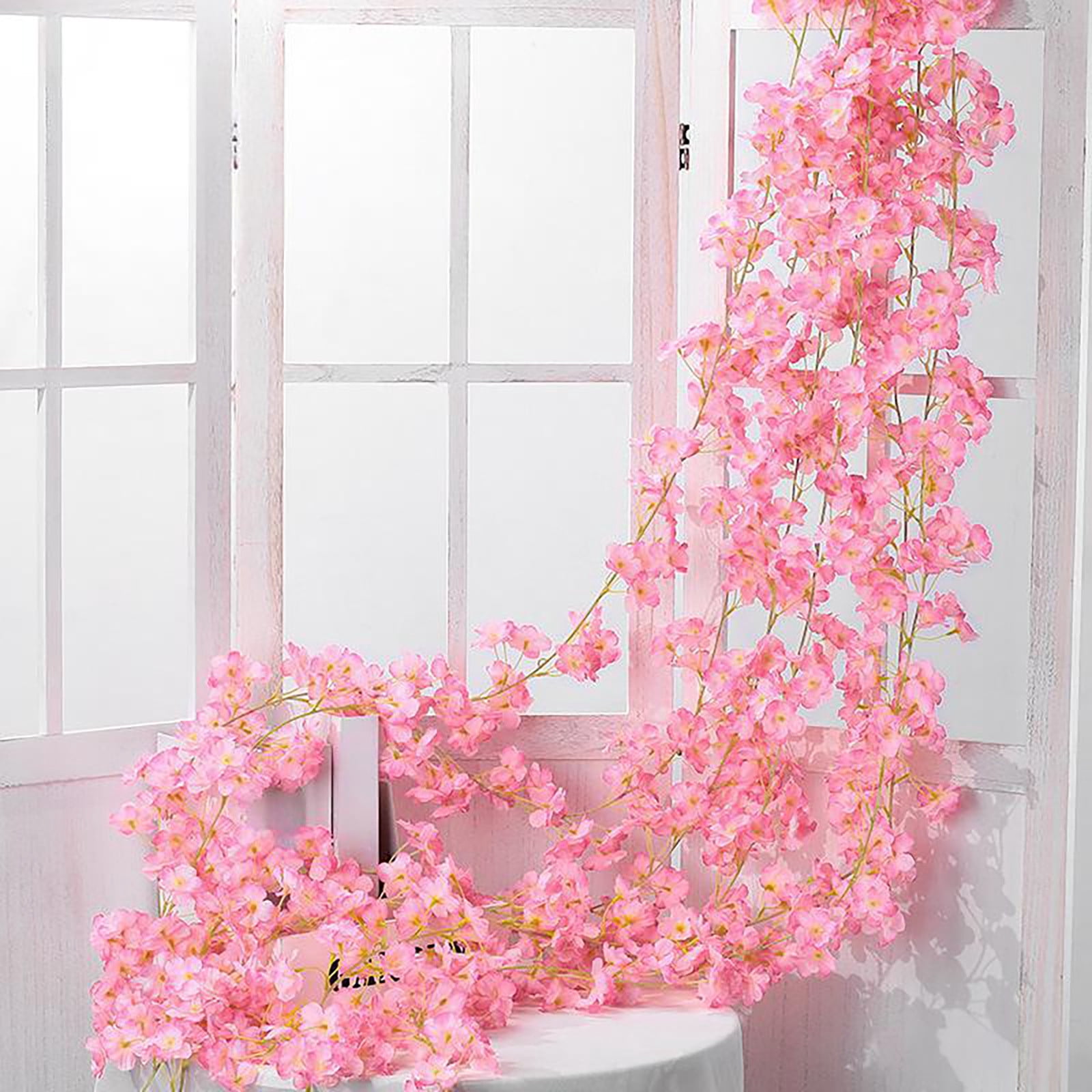 Window Garland Spring Twfbrm Artificial Flower Garlands, 5.9 Ft Cherry Blossoms Garland ...