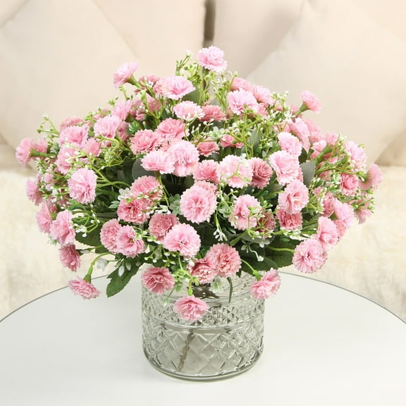 Twfbrm Artificial Flowers, 20 Heads Small Carnation Flowers with Leaves and Stems, No Fade Realistic Faux Carnation Flowers Bouquets Table Centerpiece Spring Decor for Mother's Day, Wedding, Gifts