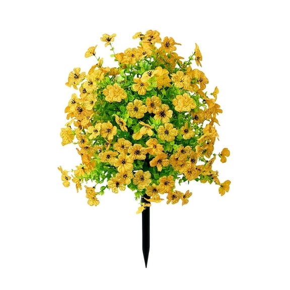 Twfbrm Artificial Flowers with Ground Spikes for Outdoor , UV Resistant Faux Greenery Shrubs, Realistic Artificial Plant Bushes for Spring Outdoor Porch Garden, Yard, Front Porch, Patio Decor