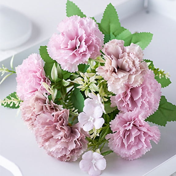 Twfbrm Artificial Flowers, Realistic Silk Carnation Flowers with Green Leaves and Stems, No Fade Real Touch Faux Carnation Flowers Spring Decorations for DIY Wedding Bouquets, Floral Arrangement