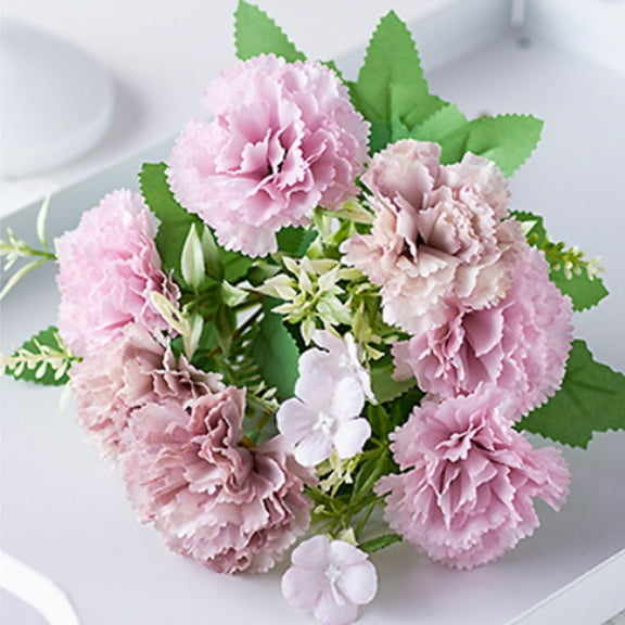 Twfbrm Artificial Flowers, Realistic Silk Carnation Flowers with Green Leaves and Stems, No Fade Real Touch Faux Carnation Flowers Spring Decorations for DIY Wedding Bouquets, Floral Arrangement