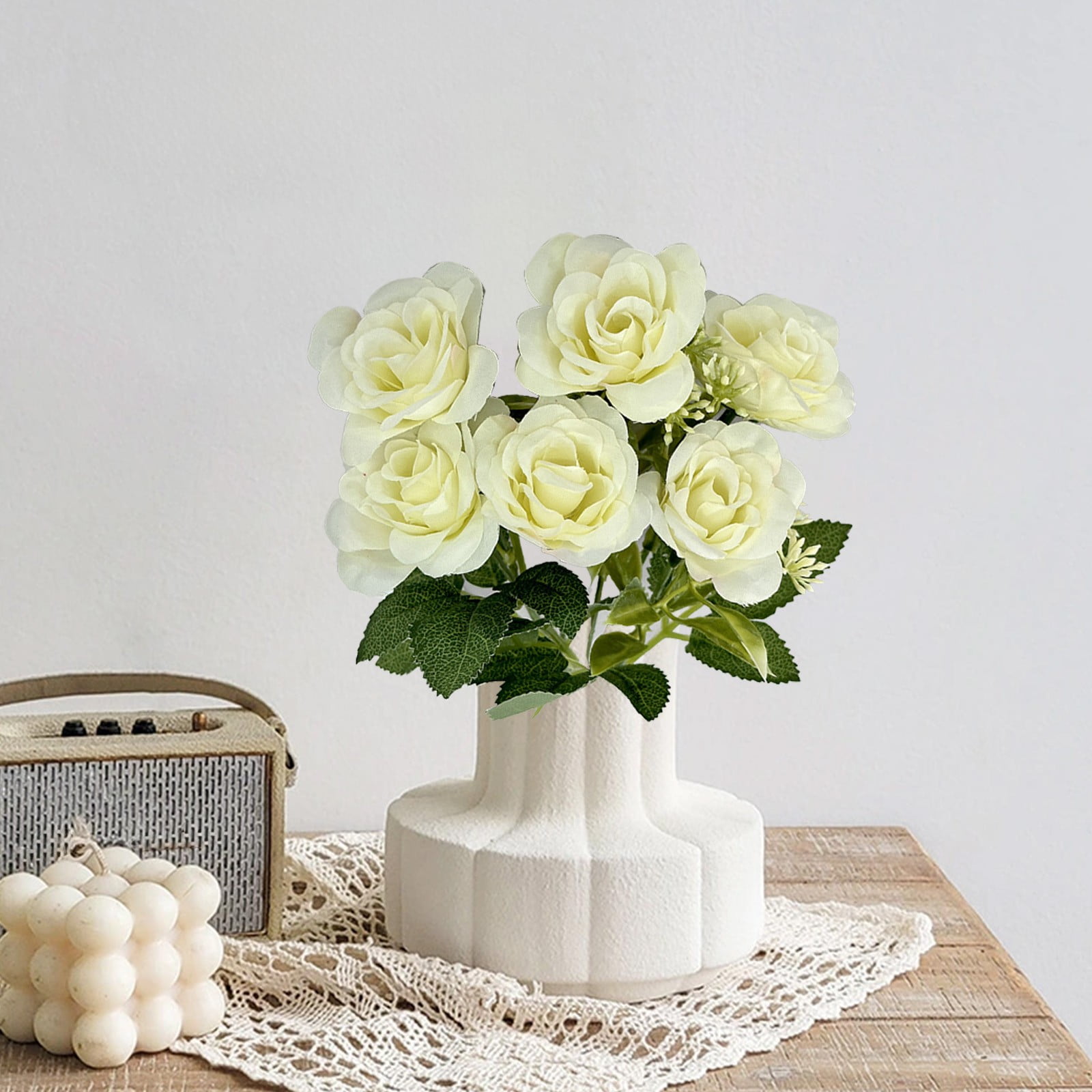 Twfbrm Artificial Flowers, Realistic Silk Rose Flowers with Leaves and ...