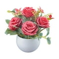 thumbnail image 1 of Twfbrm Artificial Potted Flowers, Small Artificial Vase Fake Flower Plants Desktop Decoration Indoor for Home and Office, Faux Flowers Rose Decor for Table,Bookshelf,Bedroom,Living Room, 1 of 6