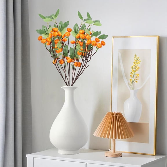 Twfbrm Artificial Pumpkin Picks, Fall Decorations for Home, 29" Faux Pumpkins Branches with Eucalyptus Leaves, No Fade Farmhouse Fake Pumpkin Stems Table Centerpiece for Thanksgiving Autumn Harvest