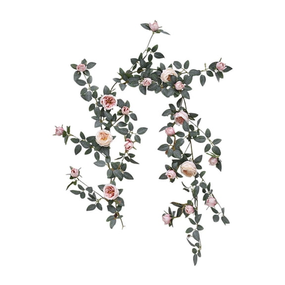 Twfbrm Artificial Rose Flower Garland, 7.22 Ft Realistic Wire Rose Vine with Green Leaves, UV Resistant Faux Silk Flowers Hanging Rose Ivy Plants Spring Decoration for Arch Wedding Home Party Garden