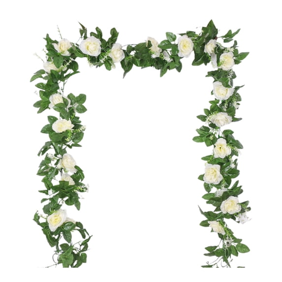 Twfbrm Artificial Rose Vine Flower Garland, 220cm/7.2FT Faux Silk Rose Flowers Plants with Green Leaves, Fade Resistant Hanging Rose Ivy Valentine's Day Decoration for Wedding Party Window Fireplace