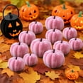 thumbnail image 1 of Twfbrm Artificial Velvet Pumpkins, Fall Decoration for Home, Mini Pink Faux Foam Fabric Pumpkin Models, Rustic Farmhouse Thanksgiving Decorative Pumpkins Table Centerpiece for Tiered Tray, Mantel, 1 of 6