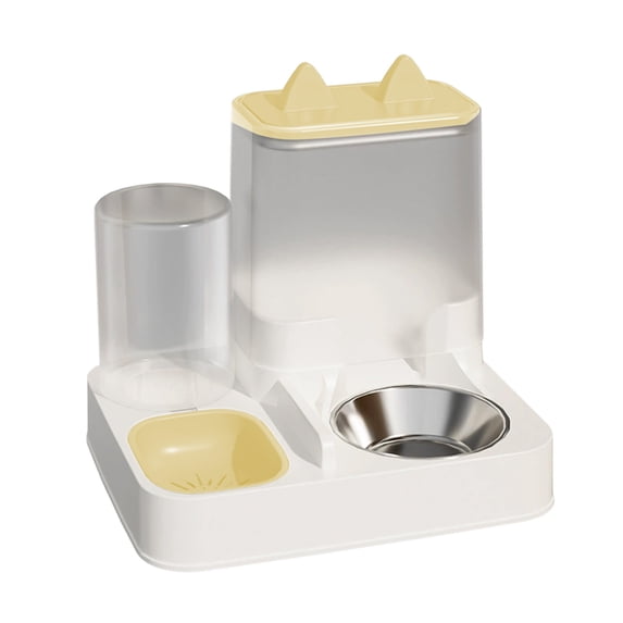 Twfbrm Automatic Cat Feeder and Water Dispenser, 2 in 1 Gravity Pet Food Feeder and Waterer Set with Stainless Steel Bowl, Self Feeding Food Container Pet Feeder Dish for Cats and Small Dogs
