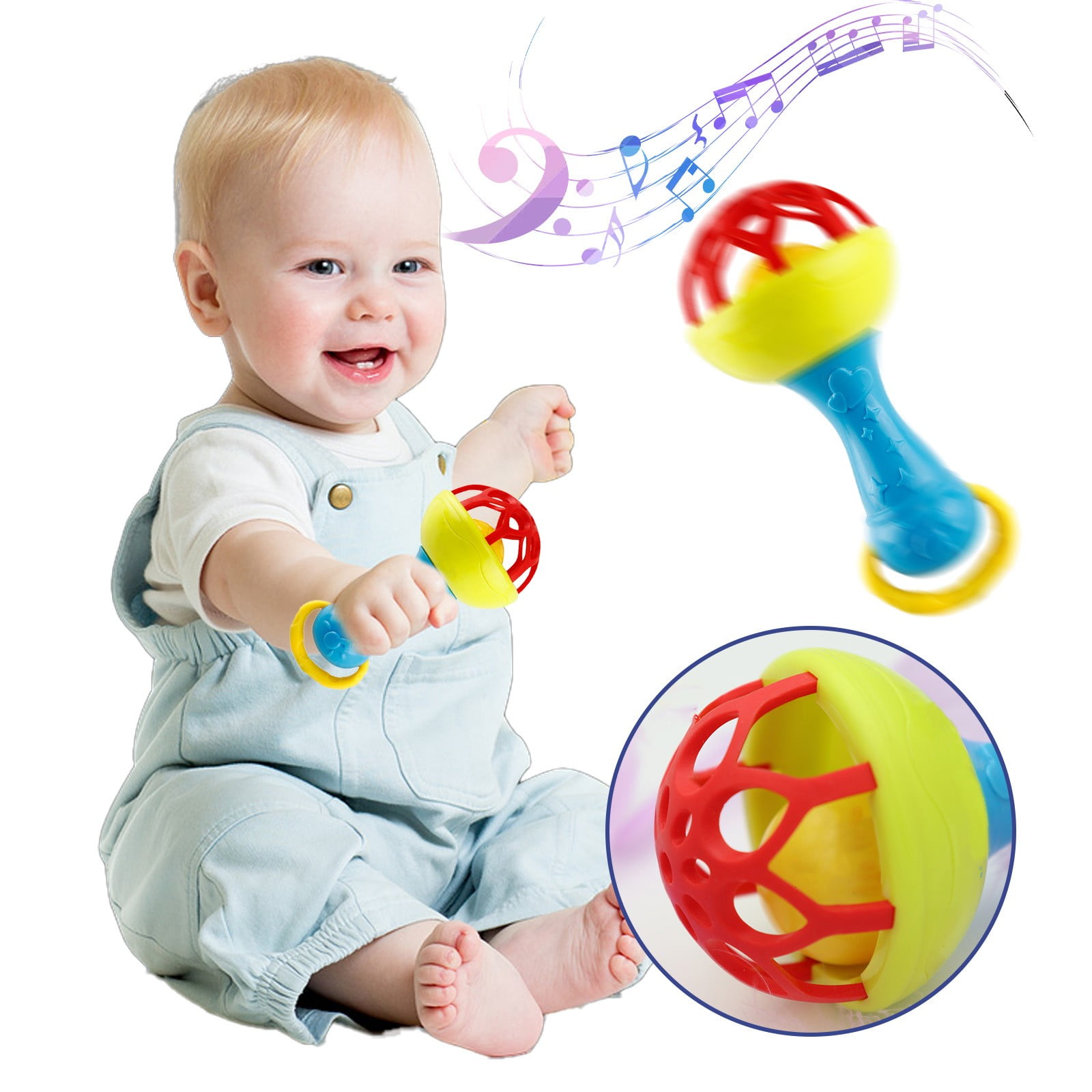 Twfbrm Baby Rattle Toys, Easy-Grasp Handbell Infant Shaker Toys BPA ...