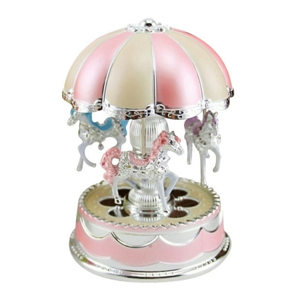 Twfbrm Carousel Horse Music Box with Rotating Base,Color Changing LED Lights Kids Toys, Hand-painted Musical Figure,Music Boxes for Baby Girls Daughter Granddaughter Christmas on Clearance - Pink