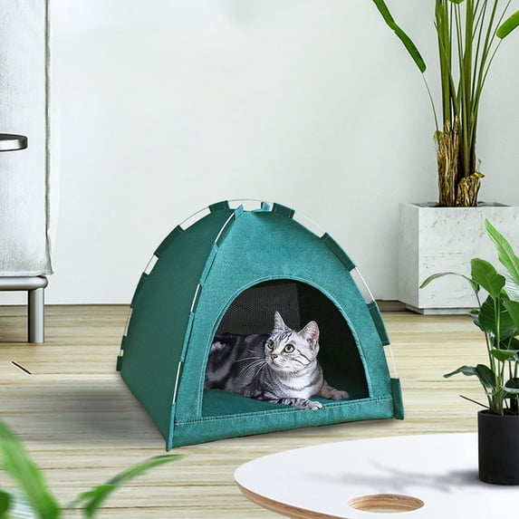 Twfbrm Cat Tent for Indoor/Outdoor, All Season Solid Color Cat Bed Cave with Cooling Mat, Portable Foldable Cat House with Non-Slip Bottom, Soft Breathable Pet Nest Bed for Cats and Small Dogs