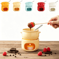 thumbnail image 1 of Twfbrm Ceramic Butter Warmer Set, 2.25L Large Capacity Fondue Pot with Fork, Tea Light Porcelain Melting Pot Multi-Purpose Melter Microwave & Dishwasher Safe for Chocolate, Cheese and Caramel, 1 of 7