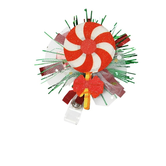Twfbrm Christmas Badge Reel Holder Retractable; Thanksgiving Holiday Season Vacation Winter Christmas ID Name Card Tag Reels Set Christmas Decorations for Nurses Accessories Gifts (Lollipop)