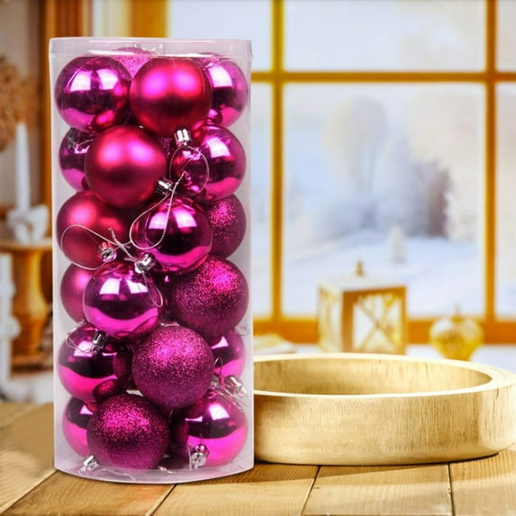 Twfbrm Christmas Ball Ornaments 24Pcs Shatterproof Christmas Balls Baubles Party Tree Decorations Hanging Ornament Decor,6cm/2.4"