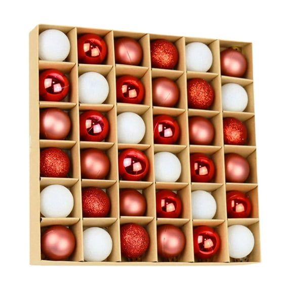 Twfbrm Christmas Ball Ornaments 36pcs Boxed Christmas Balls Painted Special Shaped Balls Christmas Tree Decorations Pendants Plastic Matte Balls,3cm/1.18"