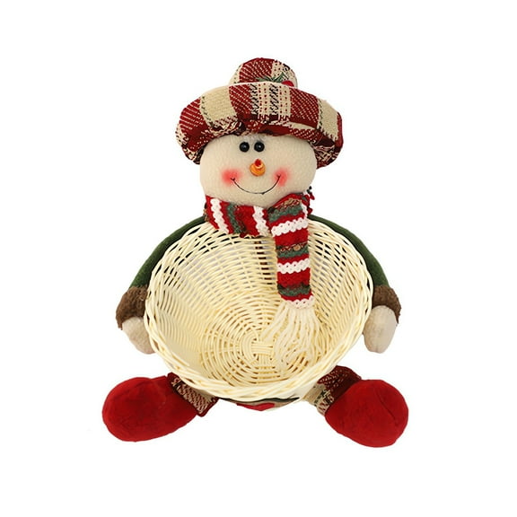 Twfbrm Christmas Basket Santa Snowman Apple Candy Basket Decorations Woven Holder Basket Christmas Candy Bowl Candy Dish for Holiday Table Desk Decoration Gift