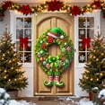 thumbnail image 1 of Twfbrm Christmas Door Cover, Christmas Decorations, 35"x71" Merry Christmas Fabric Front Door Banner with Wreath Design, Winter Holiday Photography Backdrop Xmas Hanging Porch Sign for Party, 1 of 6