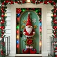 thumbnail image 1 of Twfbrm Christmas Door Cover, Christmas Decorations, 35"x73" Merry Christmas Fabric Front Door Banner with Gnome Wreath Design, Winter Holiday Photography Backdrop Xmas Hanging Porch Sign for Party, 1 of 9
