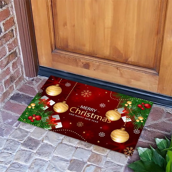 Twfbrm Christmas Door Mat Outdoor, Merry Christmas Welcome Mats for Front Door, Christmas Non Slip Holiday Doormat Indoor Entryway Floor Bathroom Rugs for Entrance Outside Home 15.74x23.62"
