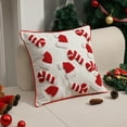 thumbnail image 1 of Twfbrm Christmas Hats & Candy Pillow Covers 18x18 Inch Soft Plush Fuzzy Christmas Decorations Luxury Jacquard Throw Pillows Pillowcases for Couch Sofa Holiday Festivals Winter on Clearance, Red White, 1 of 6