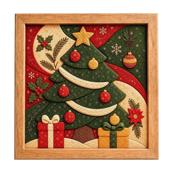Twfbrm Christmas Kinusaiga Fabric Art Kit, 3D Mosaic Craft Kits with Wooden Frame and Tools, Holiday DIY Relaxing Handmade Art Project Christmas Decoration for Gift, Part, Home Decor