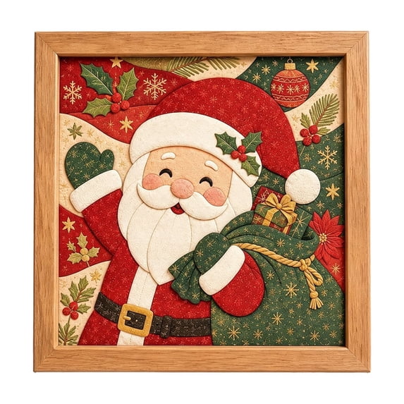 Twfbrm Christmas Kinusaiga Fabric Art Kit, 3D Mosaic Craft Kits with Wooden Frame and Tools, Holiday DIY Relaxing Handmade Art Project Christmas Decoration for Gift, Part, Home Decor