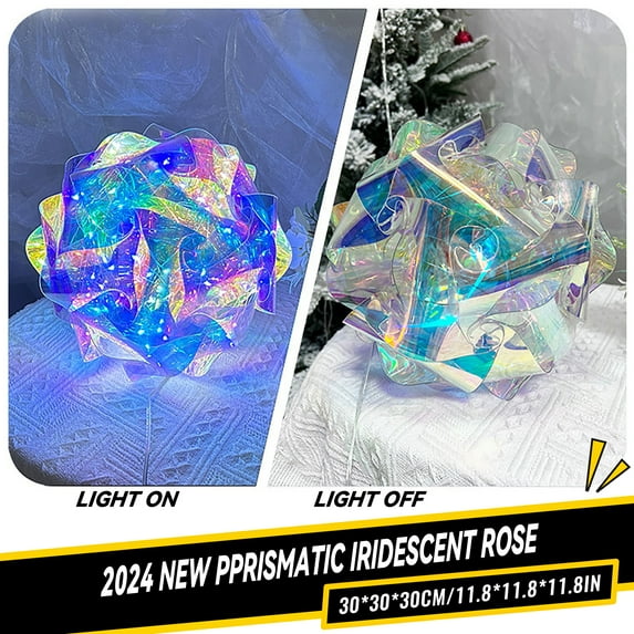 Twfbrm Christmas LED Light-Prismatic Iridescent Rose 11.8" Light String with Colorful Luminous Decoration Clear Iridescent Ornaments Christmas/Halloween/Valentine Day/Birthday Gifts for Girlfriend