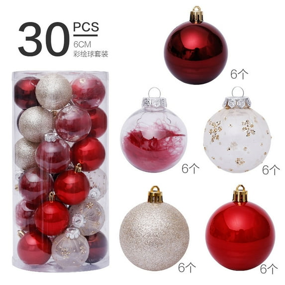 Twfbrm Christmas Ornaments Set, 30Pcs Clear Plastic Shatterproof Christmas Ball Hanging Ornaments for Xmas Tree Decorations, for Indoor Home Thanksgiving Party Holiday Decor