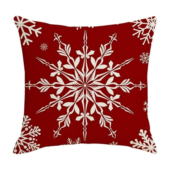 Twfbrm Christmas Pillow Covers 18x18 In Winter Red White Snowflake Throw Pillows Christmas Decorations Pillowcase Outdoor Cushion Cover Xmas Background Linen Pillowcase for Couch Bedroom on Clearance