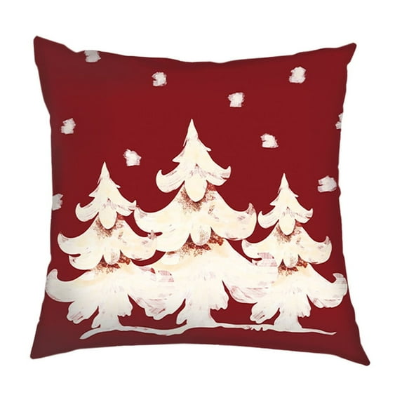 Twfbrm Christmas Pillow Covers 18x18in, Red White Linen Square Christmas Cushion Covers, Christmas Decorations Soft Throw Pillows Covers for Xmas Bed Sofa Couch Home Decor on Clearance-Christmas Tree