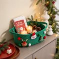 thumbnail image 1 of Twfbrm Christmas Storage Baskets, Small Santa Claus Reindeer Xmas Tree Ornaments Gift Basket with Handles and Pom-Poms, Cute Soft Woven Basket Christmas Decoration for Holiday Party Home Decor(Green), 1 of 5