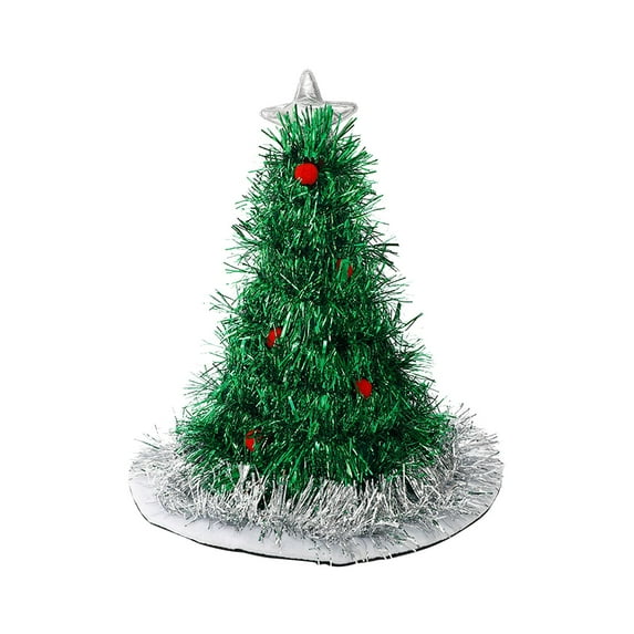 Twfbrm Christmas Tree Hats Xmas Hat Santa Hats Glitter Tinsel Hat Holiday Party Hair Accessories for Adults and Kids Merry Christmas Party Festival Decoration Gifts