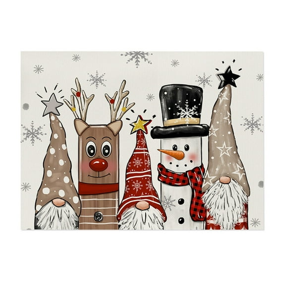 Twfbrm Christmas Tree Placemats Dark Forest Green Snow Xmas Trees Snowflake Table Mats Seasonal Winter Holiday Farmhouse Washable Linen Place Mats for Party Kitchen Dining Decoration