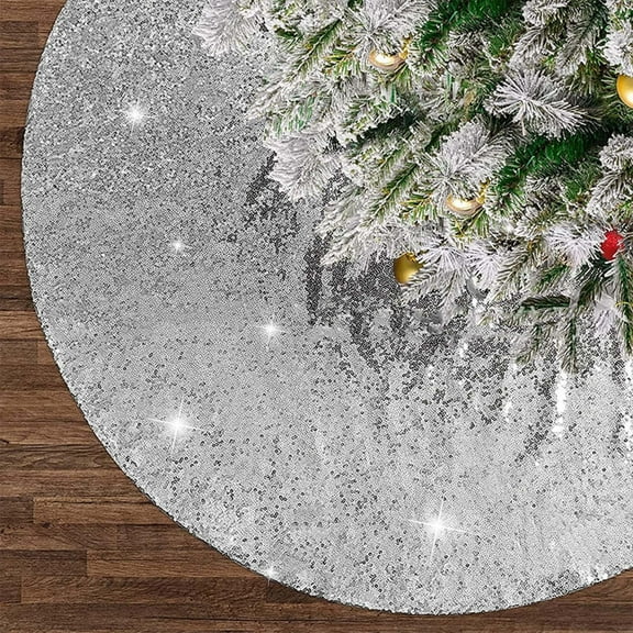 Twfbrm Christmas Tree Skirt 30 Inch Christmas Tree Skirts Glitter Embroidered Sequins Tree Skirt Xmas Decoration for Christmas Tree Mini Tree Stand Cover for Party Home Decor