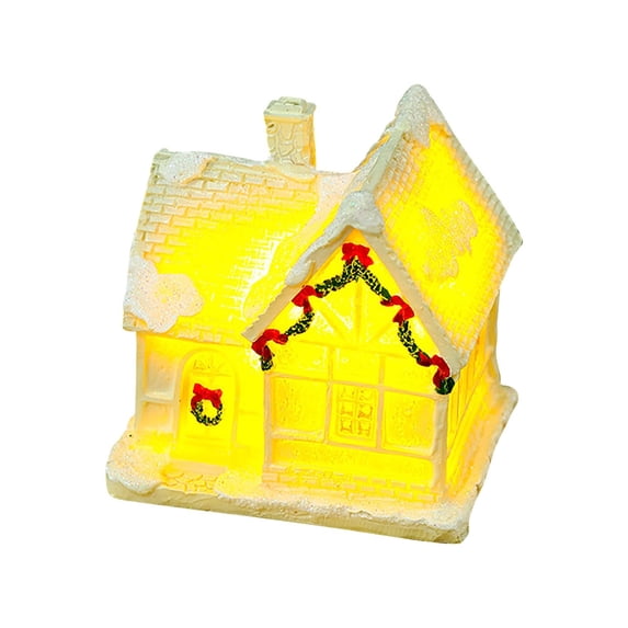 Twfbrm Christmas Village Sets Winter Houses LED Lighted LED Christmas Village Houses with Figurines, Christmas Village Collection Indoor Room Decor Collectible Buildings