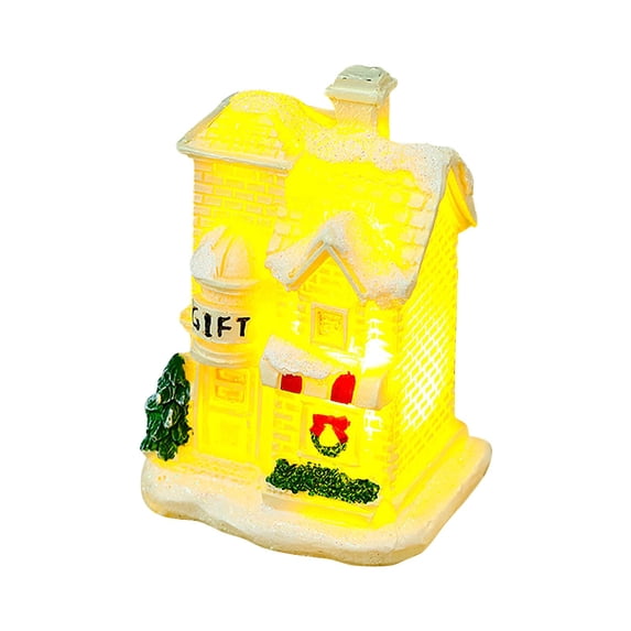 Twfbrm Christmas Village Sets Winter Houses LED Lighted LED Christmas Village Houses with Figurines, Christmas Village Collection Indoor Room Decor Collectible Buildings