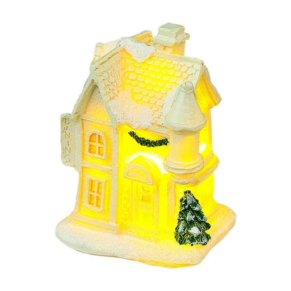 Twfbrm Christmas Village Sets Winter Houses LED Lighted LED Christmas Village Houses with Figurines, Christmas Village Collection Indoor Room Decor Collectible Buildings