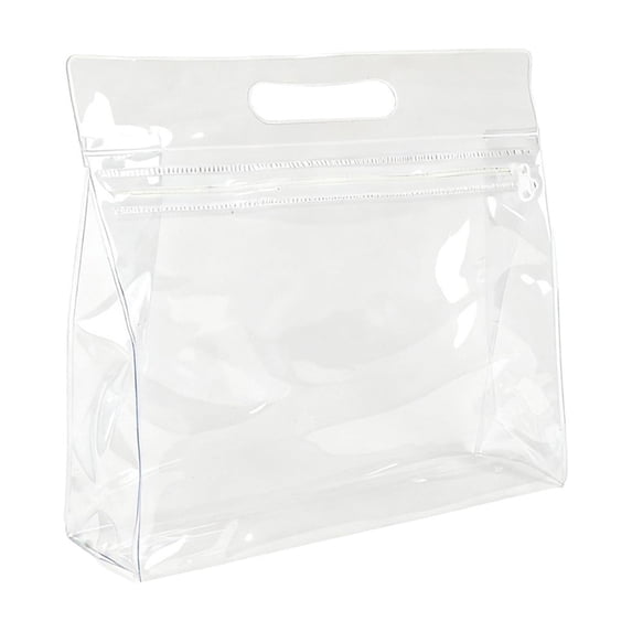 Twfbrm Clear PVC Travel Bags, Waterproof Leakproof Storage Bag with Zipper and Handle, Portable Reusable Makeup Cosmetic Bags for Travel, Swimsuit, Beach, Toiletries
