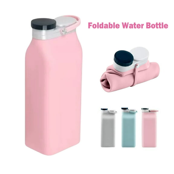 Twfbrm Collapsible Water Bottles, 20 oz Food-Grade Silicone Water Bottle with Leakproof Lid, BPA-Free Reusable Sport Hydration Flask Portable Foldable Water Bottle for Travel Camping Hiking
