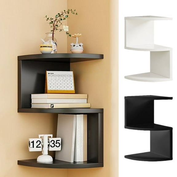 Twfbrm Corner Shelf Wall-Mounted, Floating Corner Shelves for Wall Organizer, 2-Tier/3-Tier Cornershelves for Living Room, Bedroom, Bathroom, Home Office Kitchen Cabinet Storage Shelf