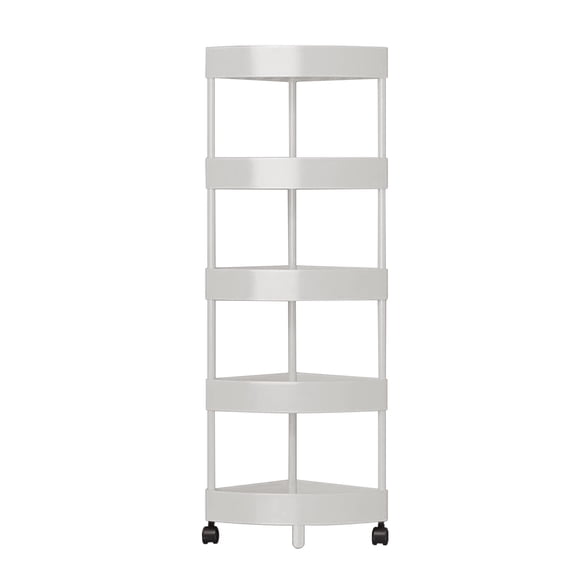 Twfbrm Corner Shower Caddy Standing, 5 Tier Floor Standing Shower Organizer with 4 Hooks, Rustproof Shower Corner Shelf Rack Storage Stands for Bathroom