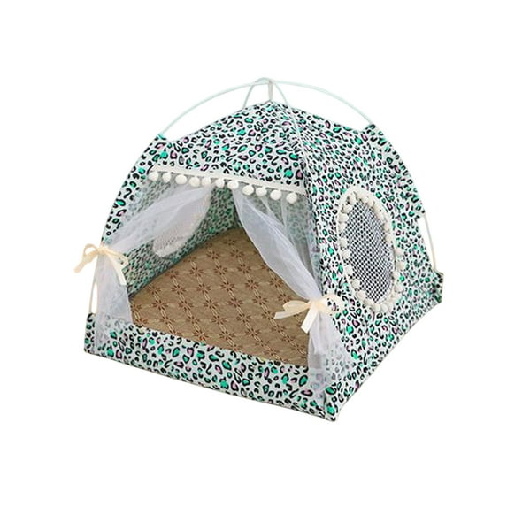 Twfbrm Cute Cat Tent Decorative Outdoor/Indoor Floral Cats Nests Bed Portable for Indoor Cats and Small Dogs with Soft Cool Mat Outside Summer Cat House